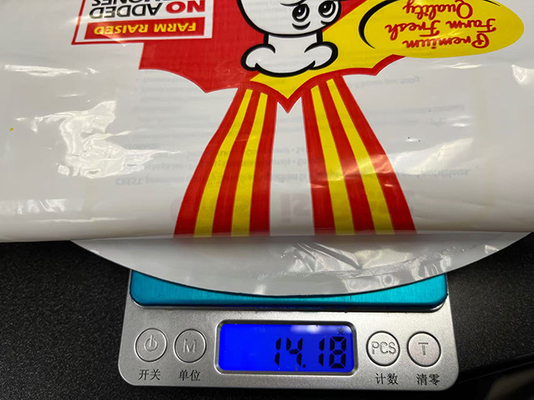 ロゴ印刷入り白冷凍鶏肉用袋 250mm x 400mm