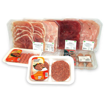 長方形PPは新鮮な肉の高い障壁をヒート シールする使い捨て可能な食糧皿をかわいがる